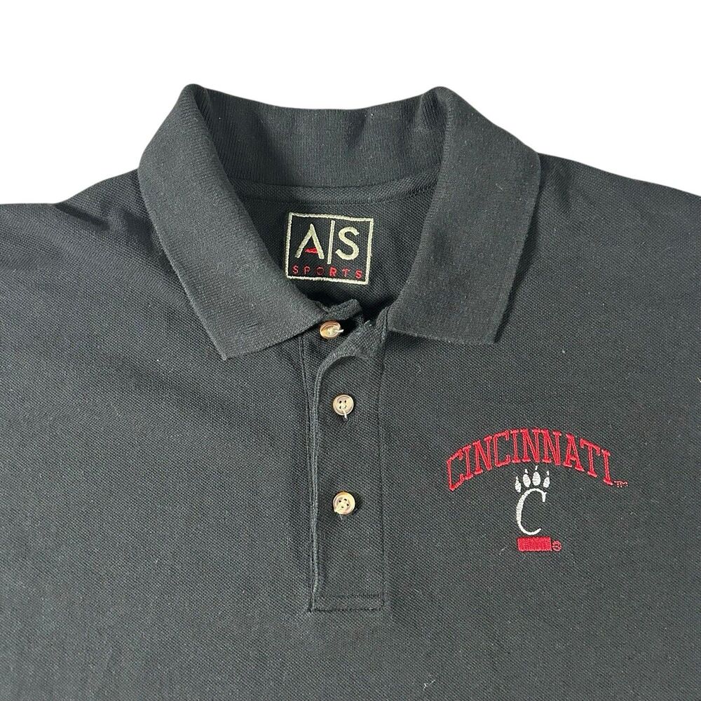 Vtg University Of Cincinnati Bearcats Polo Shirt Men’s XL Black AS Sports Y2K